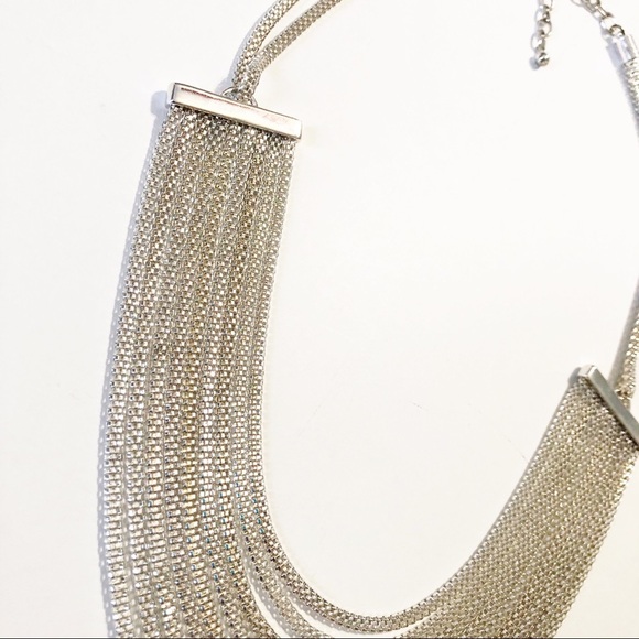 Bohemian Multi Tiered Strand Silver Metal Necklace - Picture 3 of 4